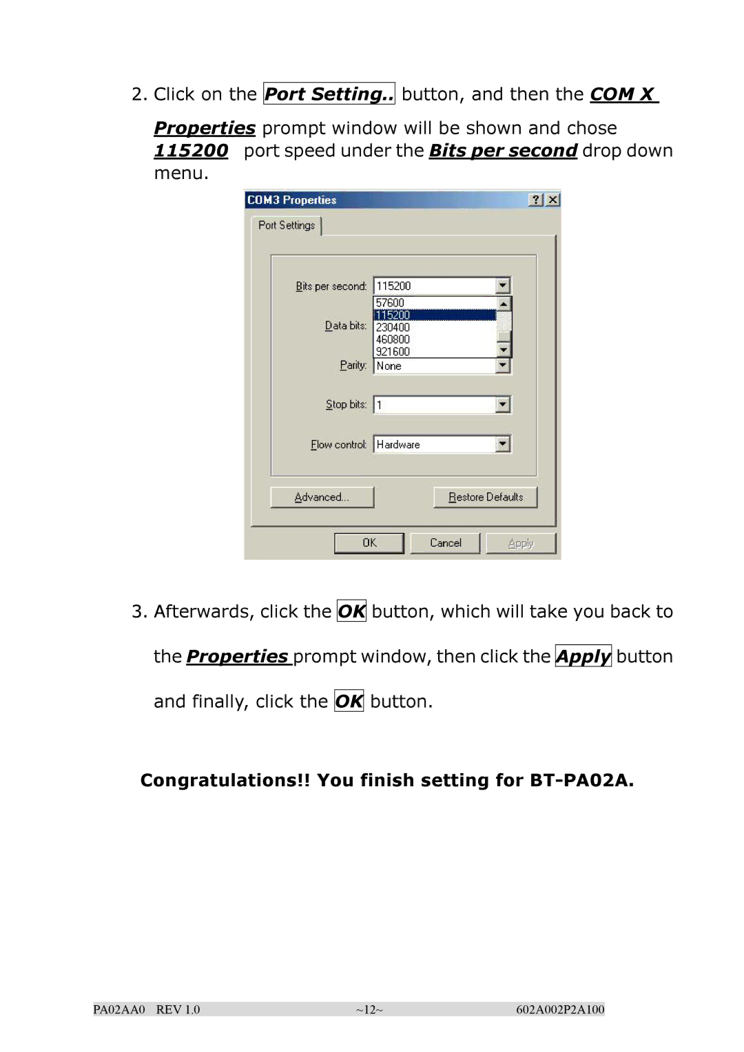 EPoX Computer manual Congratulations!! You finish setting for BT-PA02A 