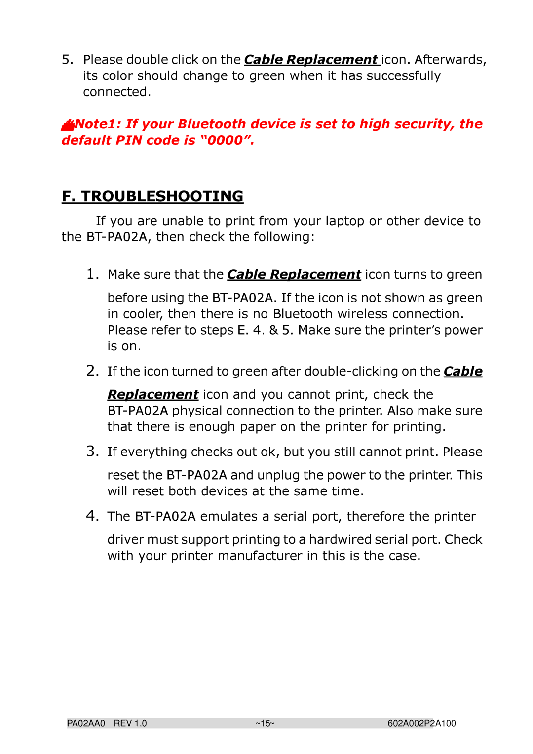 EPoX Computer BT-PA02A manual Troubleshooting 