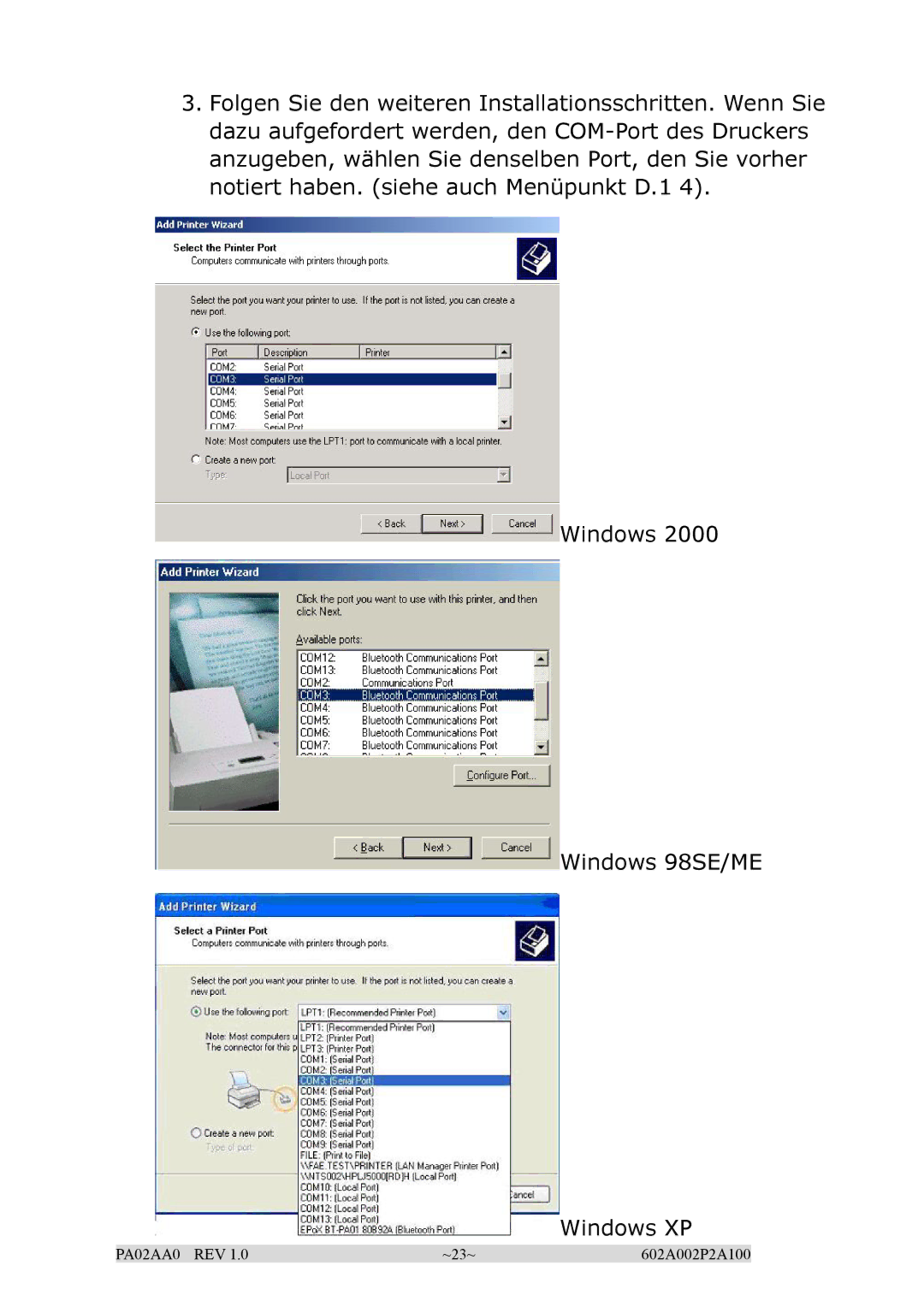 EPoX Computer BT-PA02A manual Windows Windows 98SE/ME Windows XP 