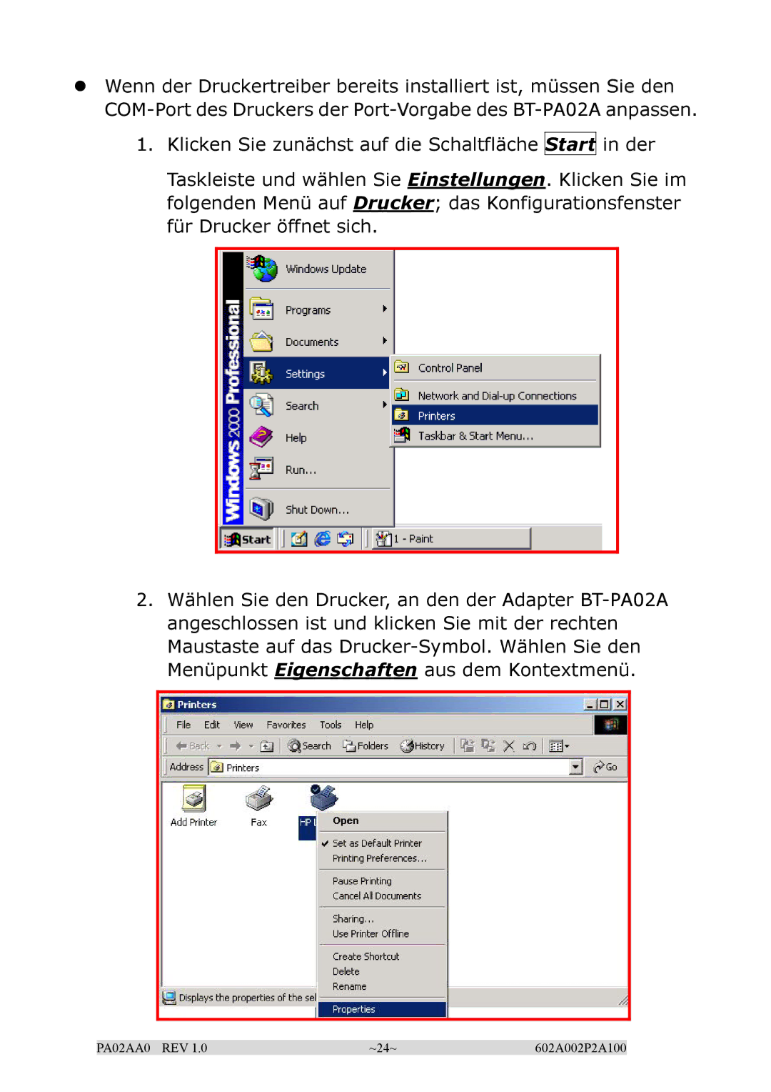 EPoX Computer BT-PA02A manual Klicken Sie zunächst auf die Schaltfläche 