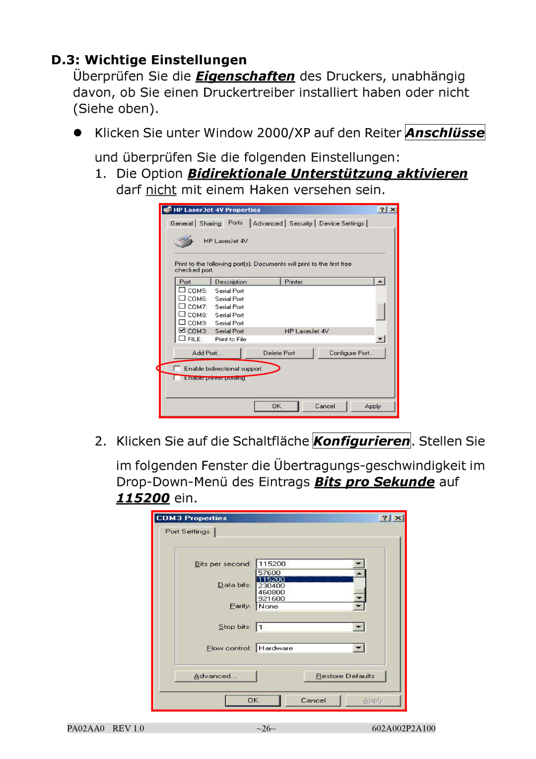 EPoX Computer BT-PA02A manual Wichtige Einstellungen 