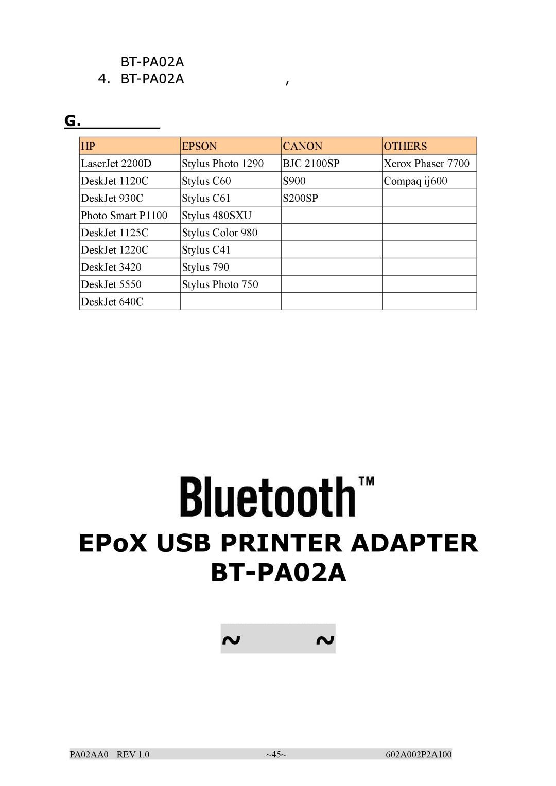 EPoX Computer BT-PA02A manual 