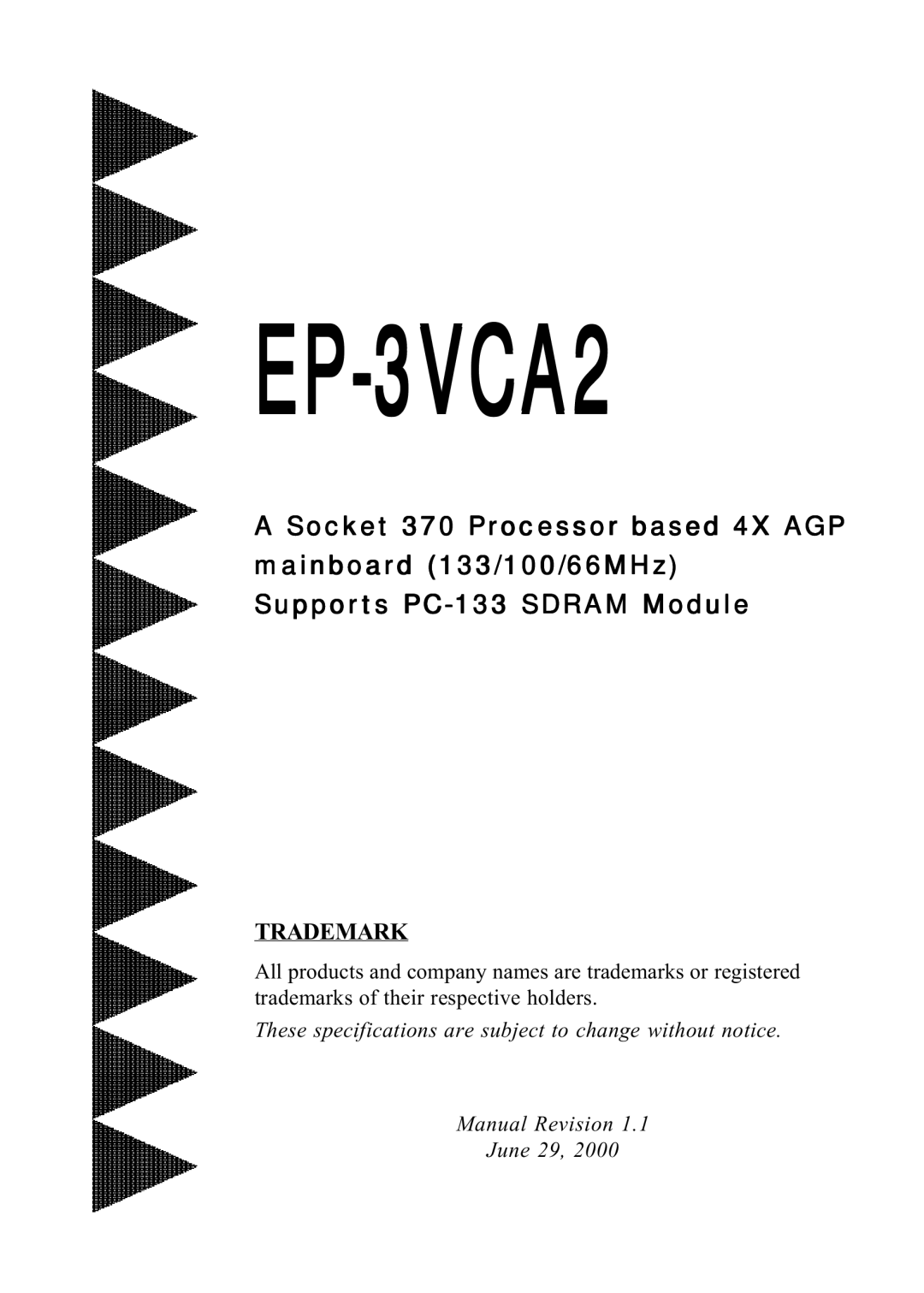 EPoX Computer EP-3VCA2 specifications 