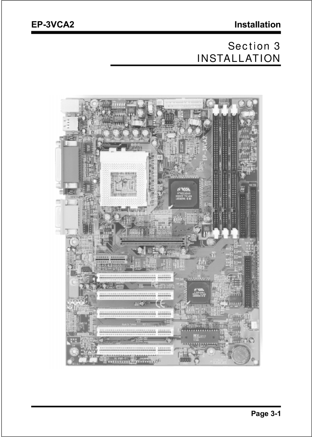 EPoX Computer EP-3VCA2 specifications Installation 