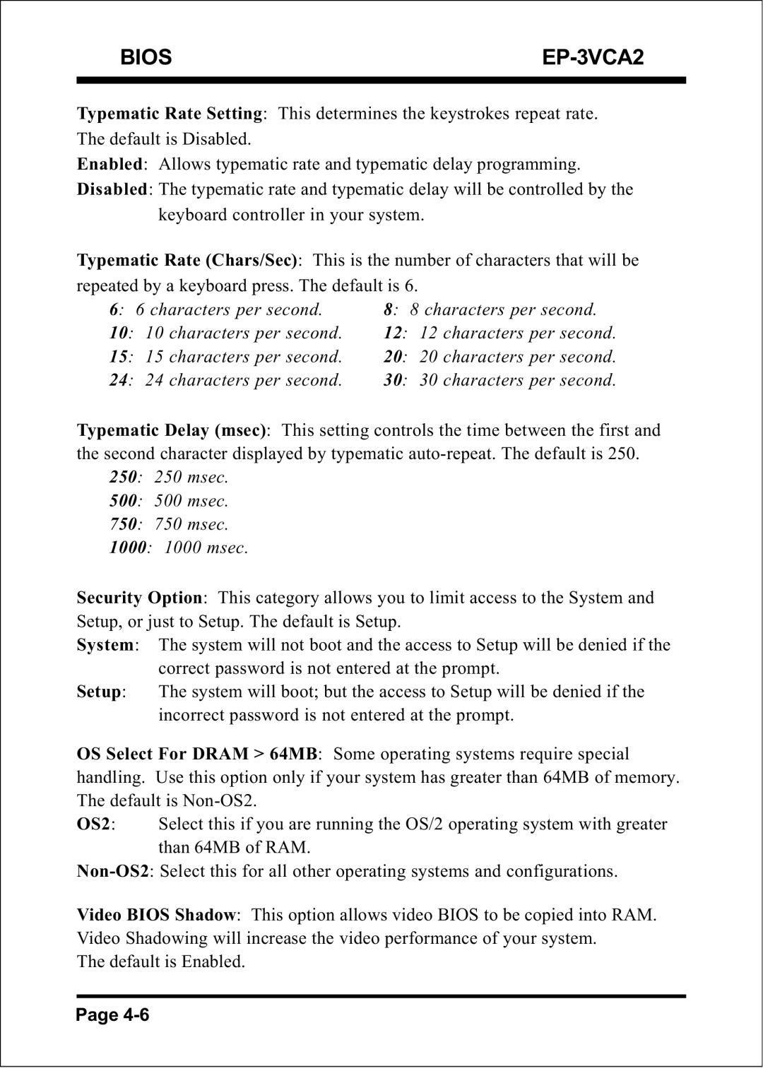 EPoX Computer EP-3VCA2 specifications Characters per second 