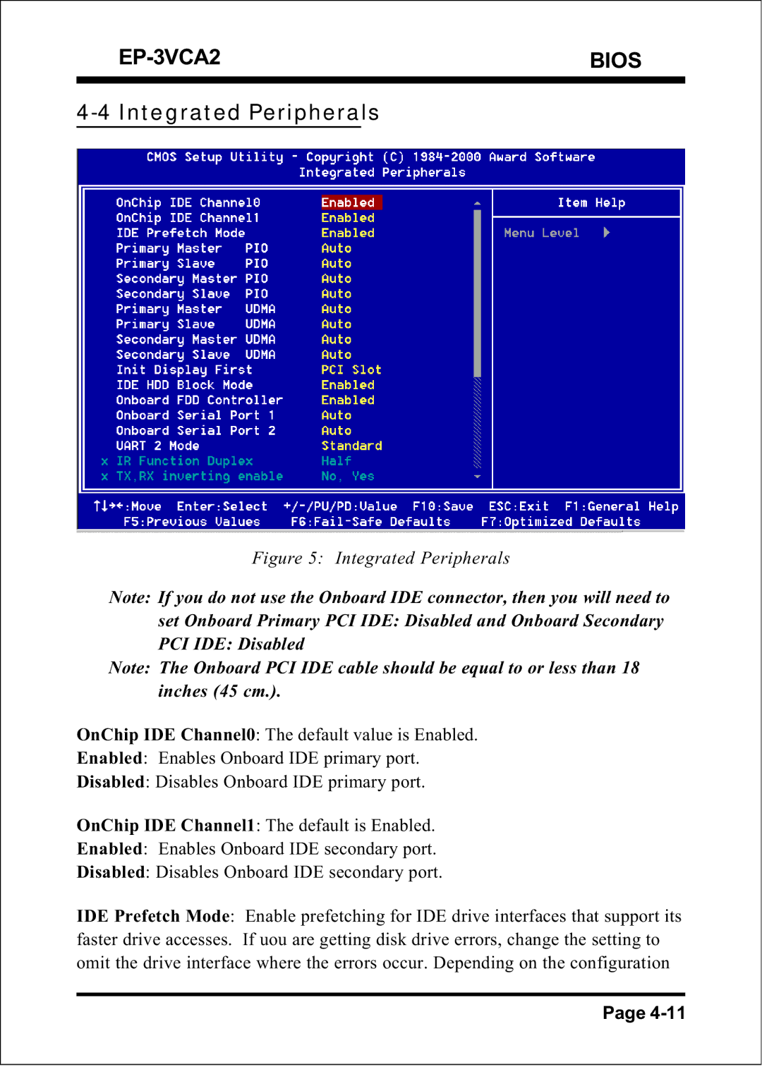 EPoX Computer EP-3VCA2 specifications Integrated Peripherals 