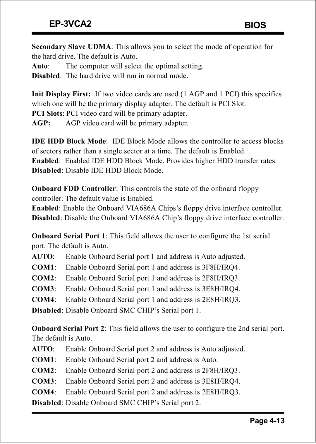 EPoX Computer specifications EP-3VCA2 Bios 