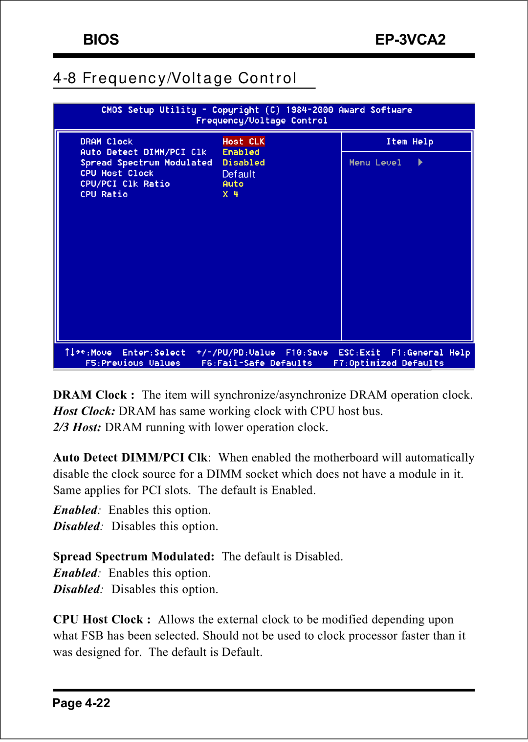 EPoX Computer EP-3VCA2 specifications Frequency/Voltage Control 