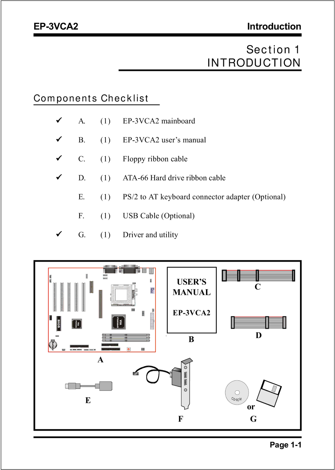 EPoX Computer EP-3VCA2 specifications Introduction, Components Checklist 