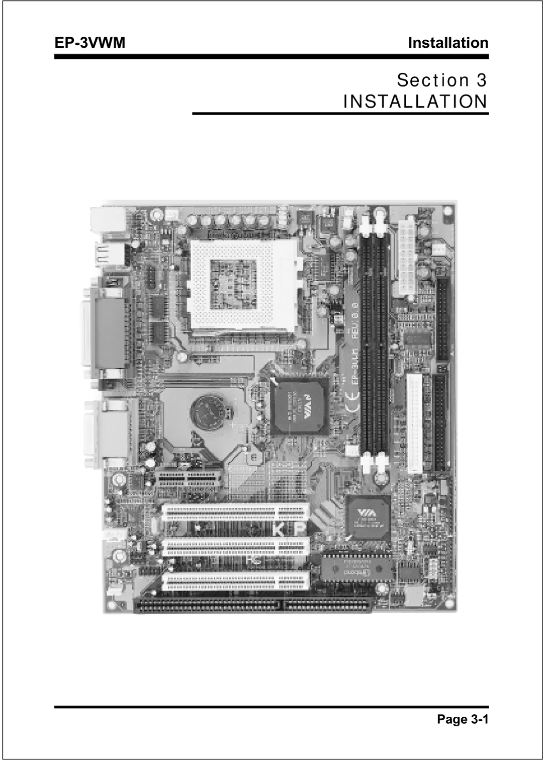 EPoX Computer EP-3VWM specifications Installation 