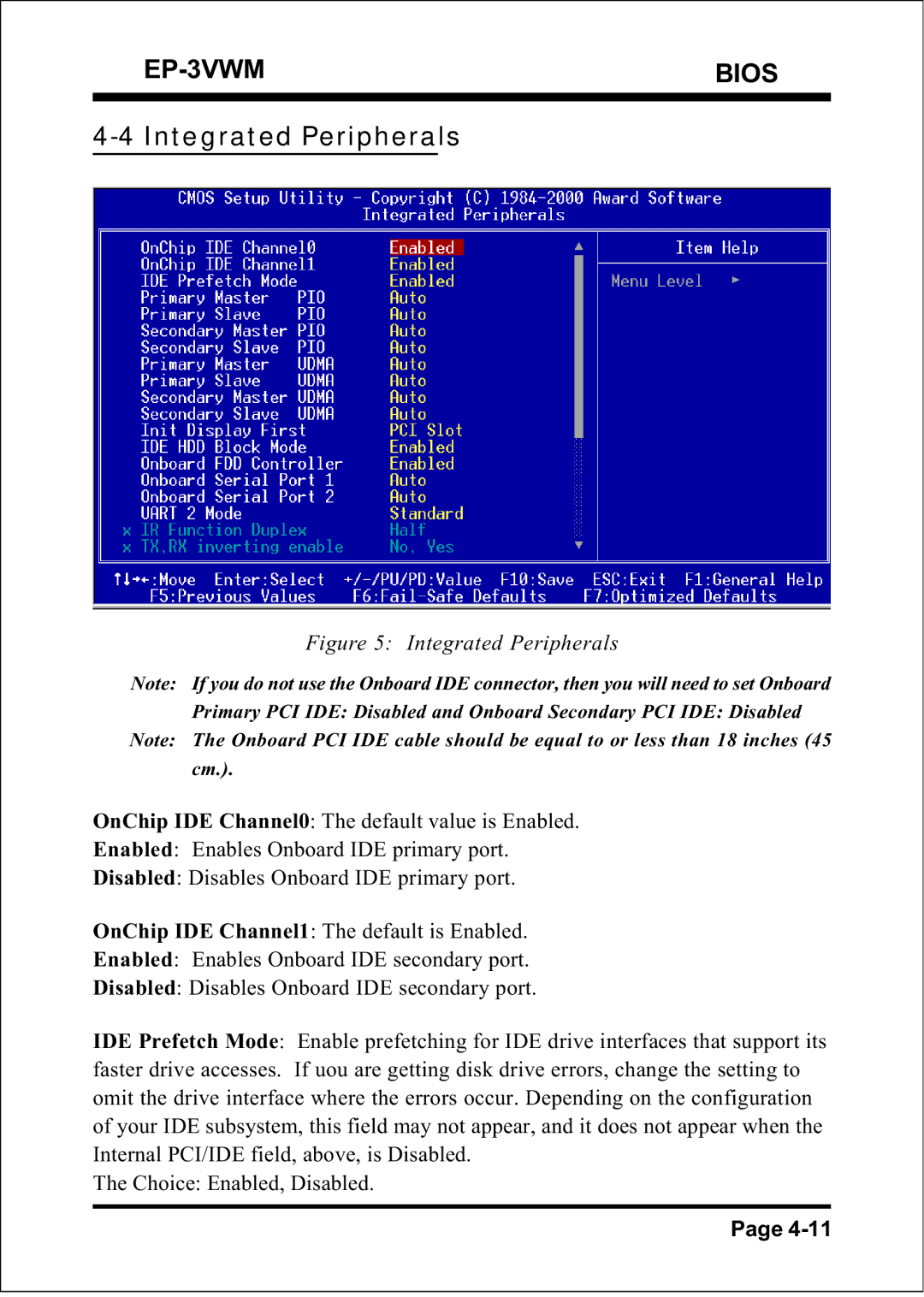 EPoX Computer EP-3VWM specifications Integrated Peripherals 