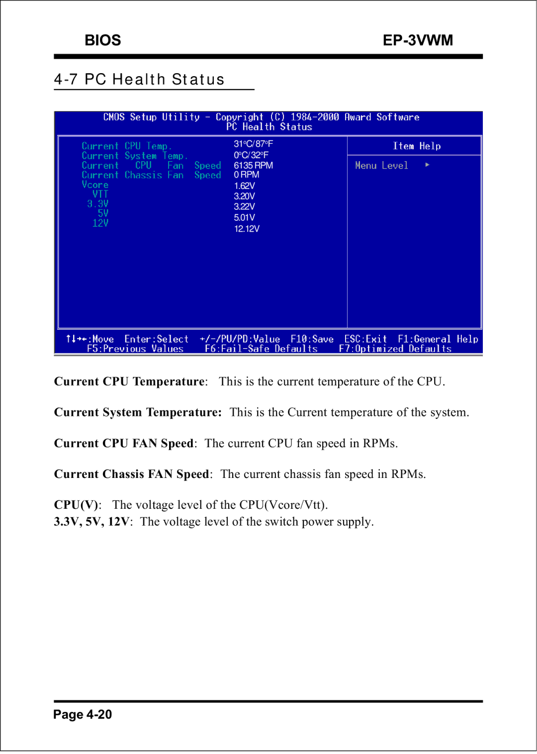 EPoX Computer EP-3VWM specifications PC Health Status 