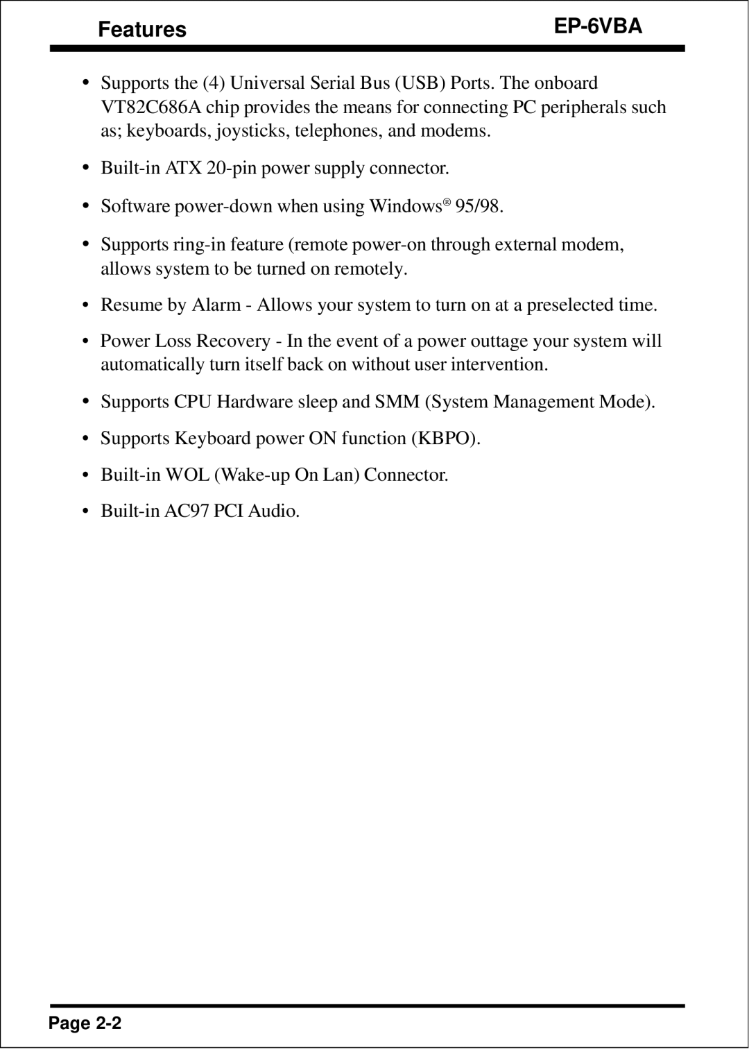 EPoX Computer EP-6VBA specifications 