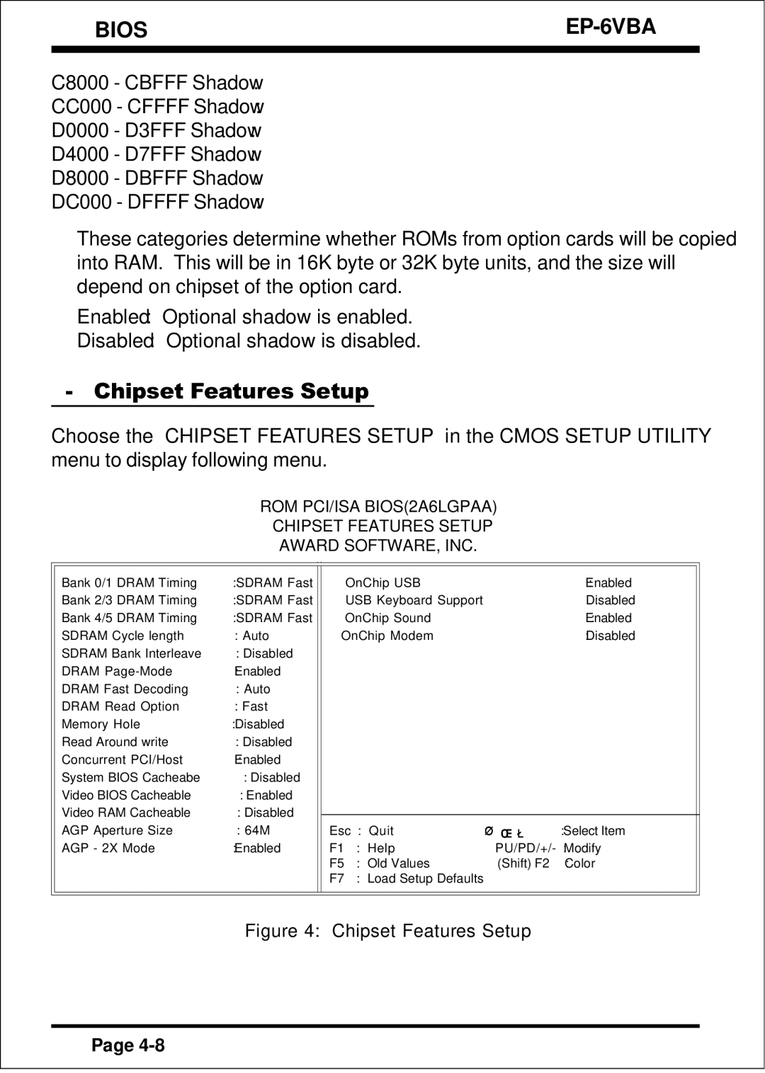 EPoX Computer EP-6VBA specifications Chipset Features Setup 