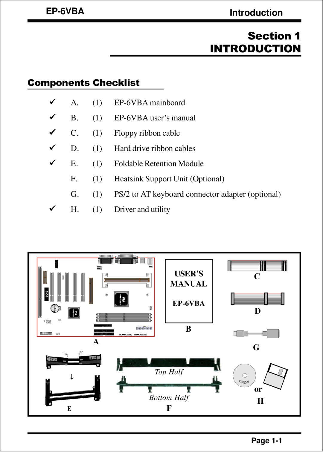 EPoX Computer EP-6VBA specifications Introduction, Components Checklist 