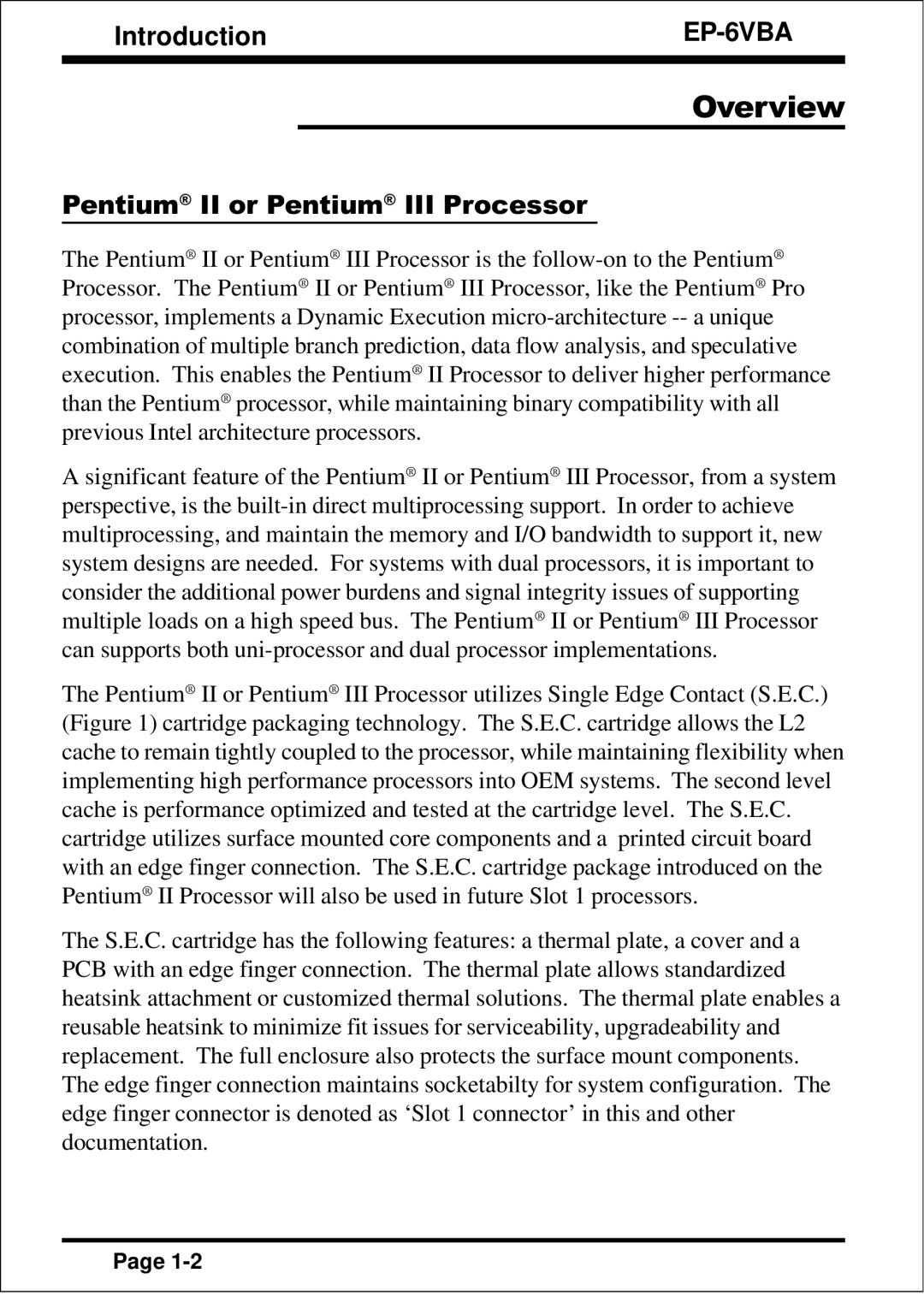 EPoX Computer EP-6VBA specifications Overview, Pentium II or Pentium III Processor 