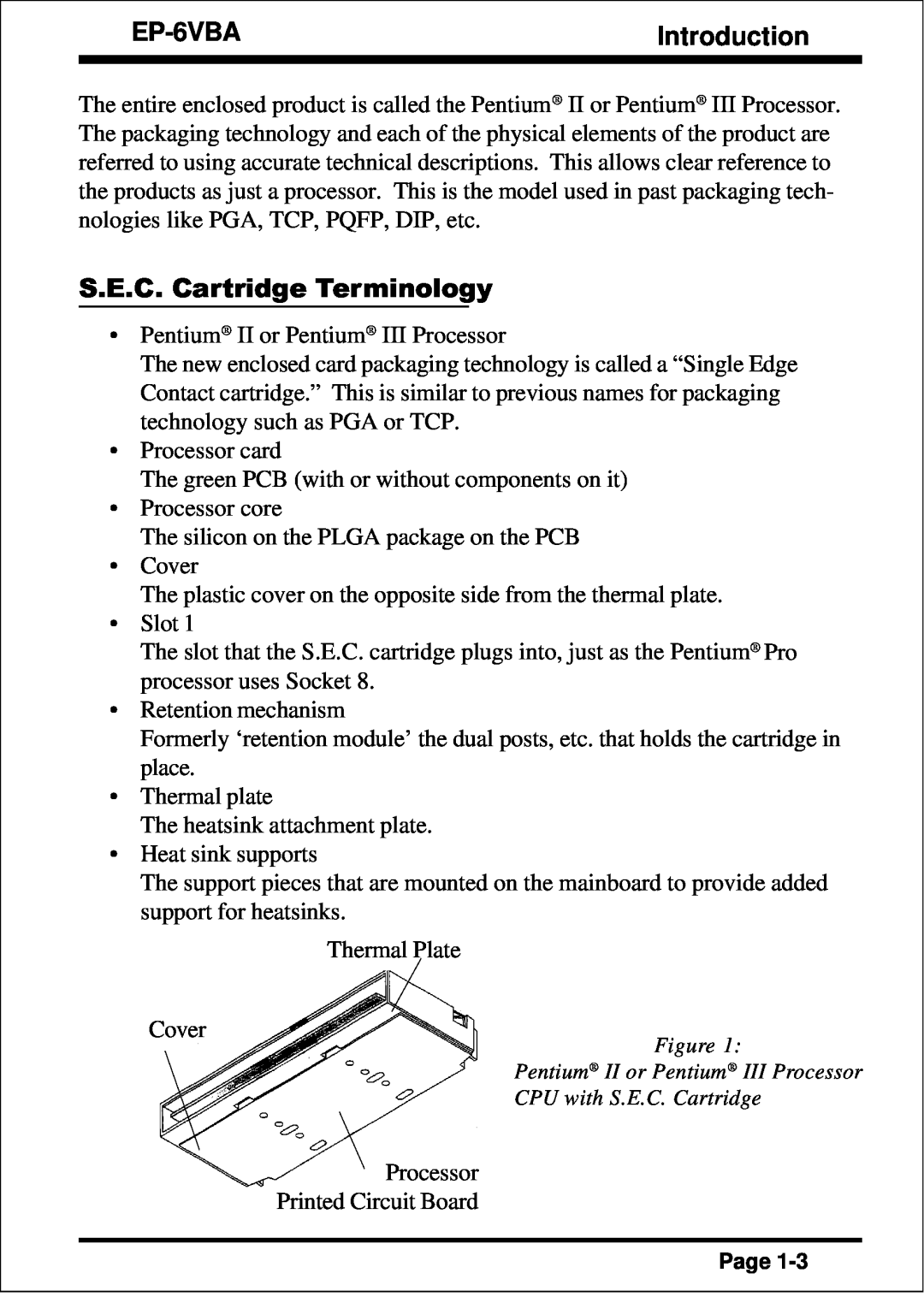 EPoX Computer EP-6VBA specifications Introduction, S.E.C. Cartridge Terminology 