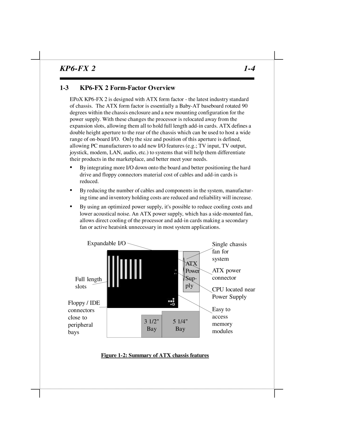 EPoX Computer KP6-FX2 manual KP6-FX 2 Form-Factor Overview, Summary of ATX chassis features 