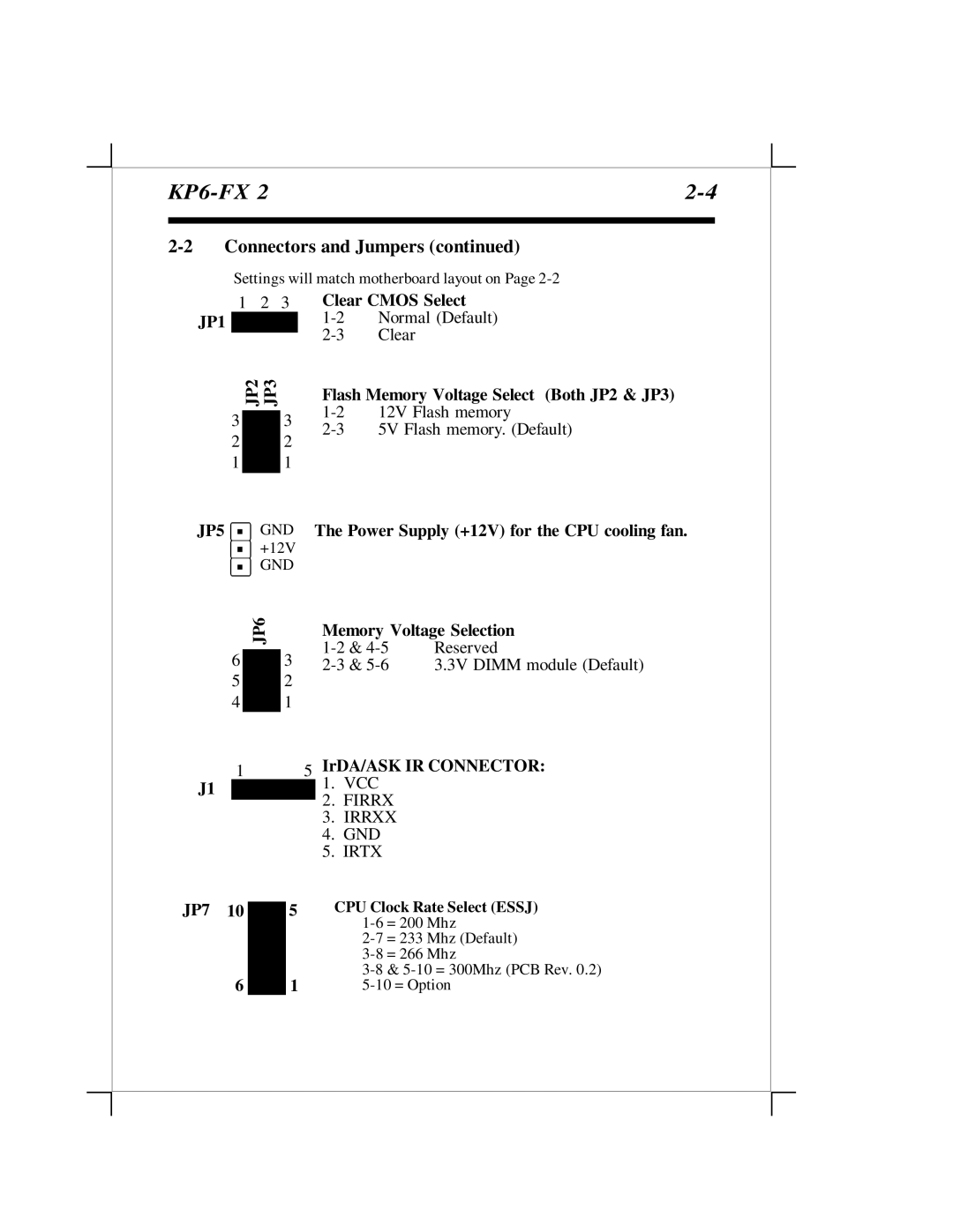 EPoX Computer KP6-FX2 manual JP5, CPU Clock Rate Select Essj 