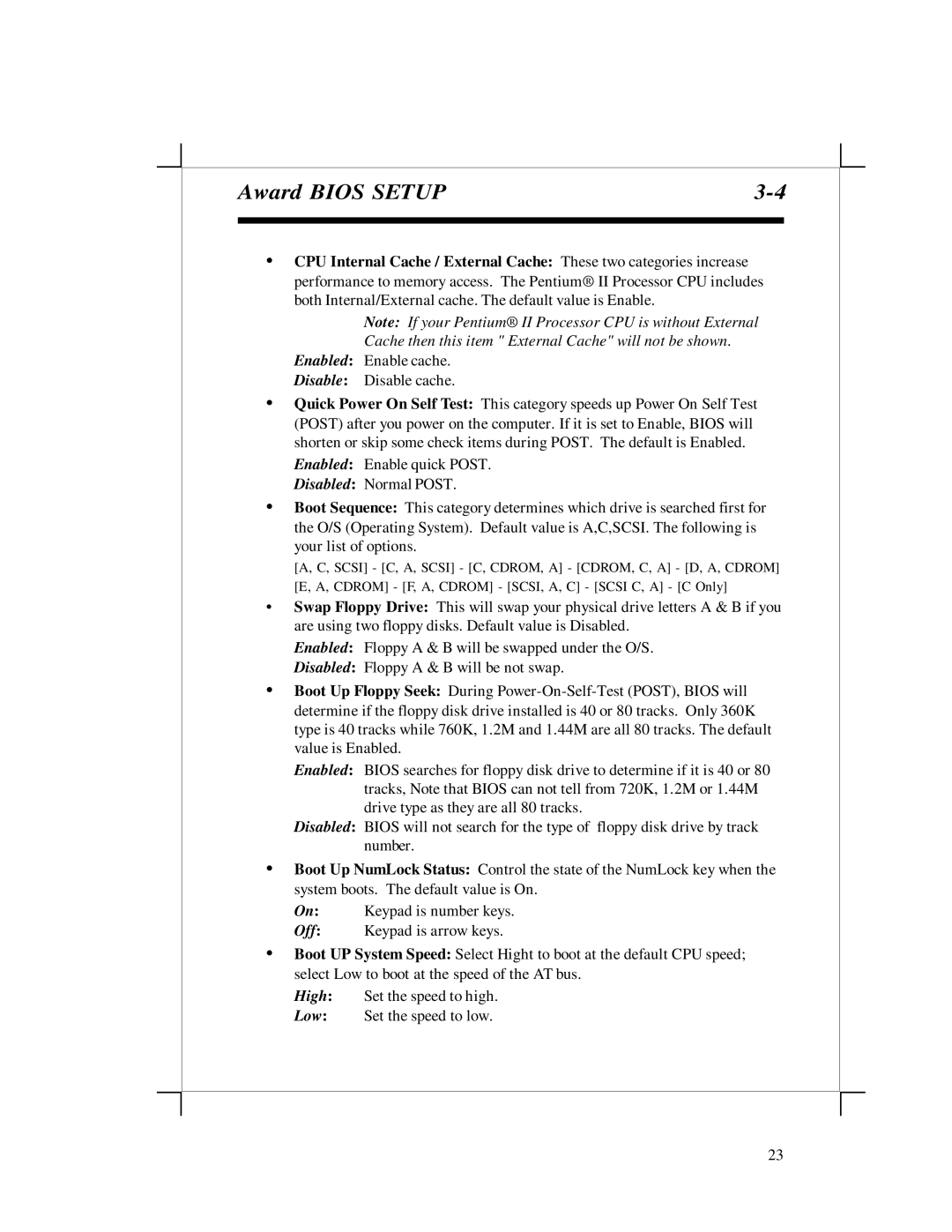 EPoX Computer KP6-FX2 manual Award Bios Setup 