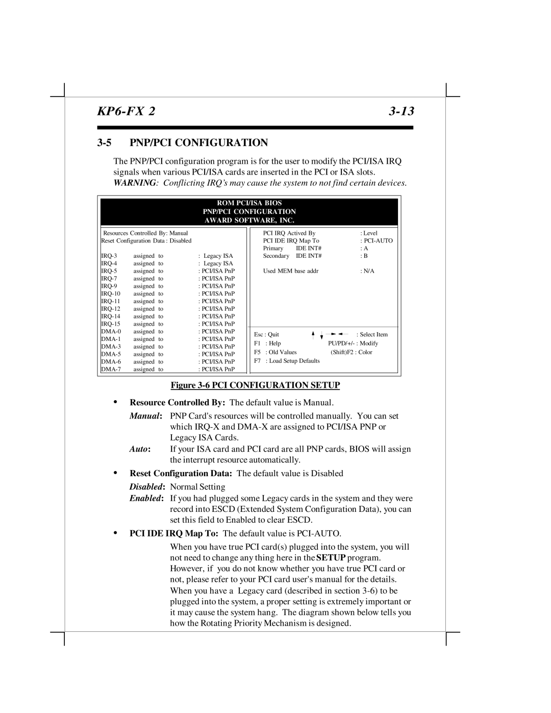 EPoX Computer KP6-FX2 manual PNP/PCI Configuration, PCI Configuration Setup 