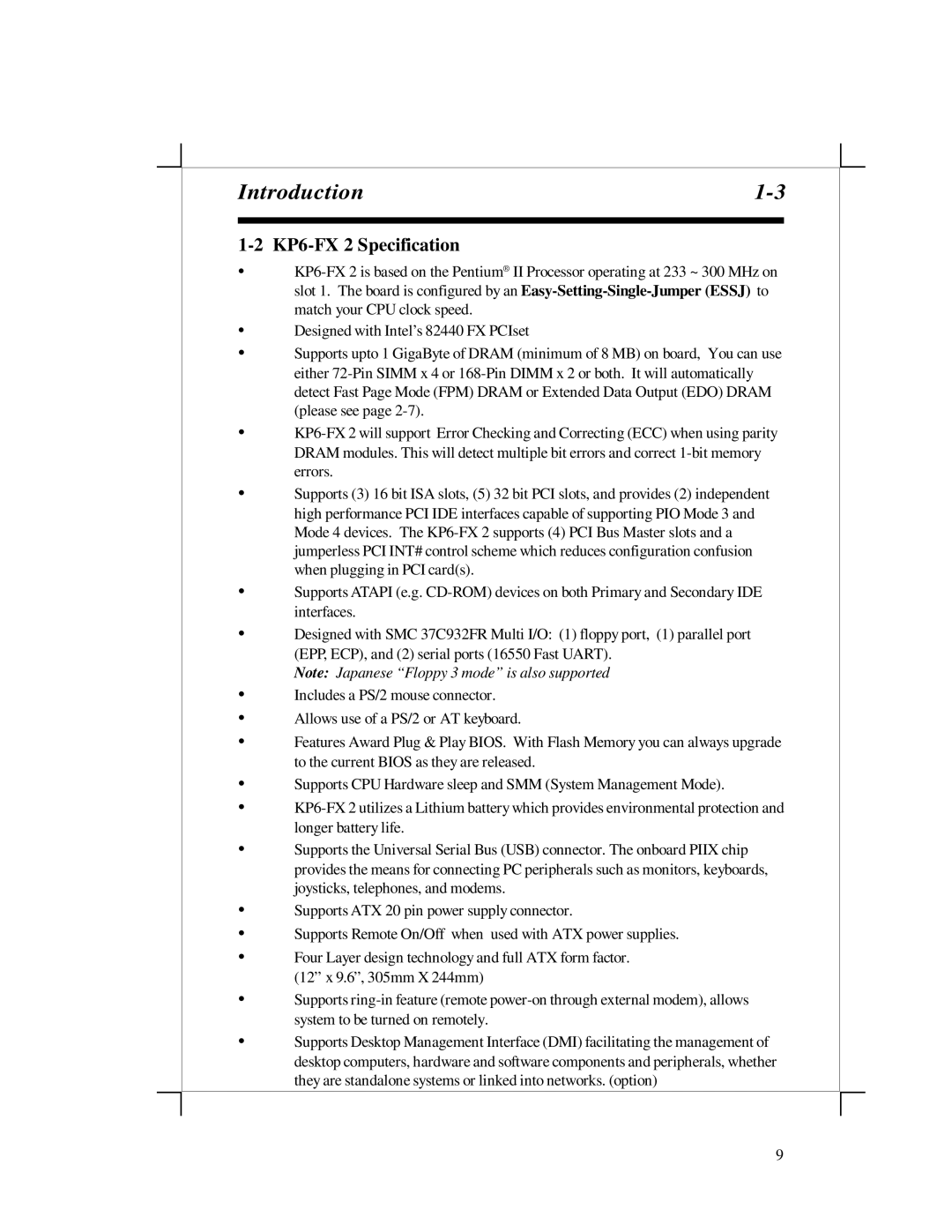 EPoX Computer KP6-FX2 manual KP6-FX 2 Specification 