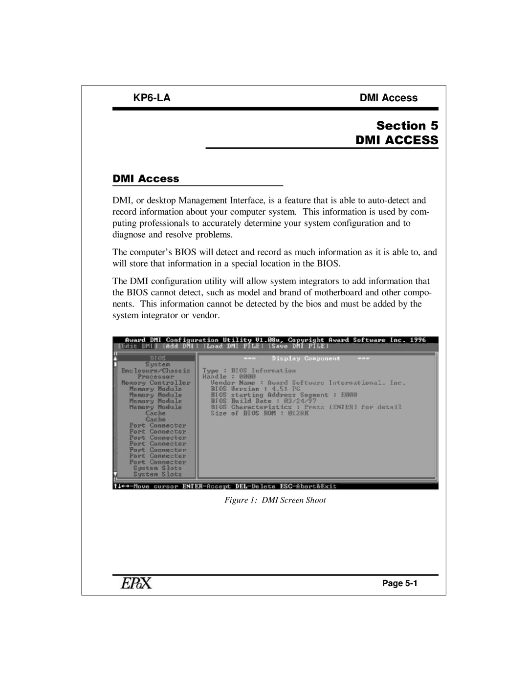 EPoX Computer KP6-LA specifications DMI Access 