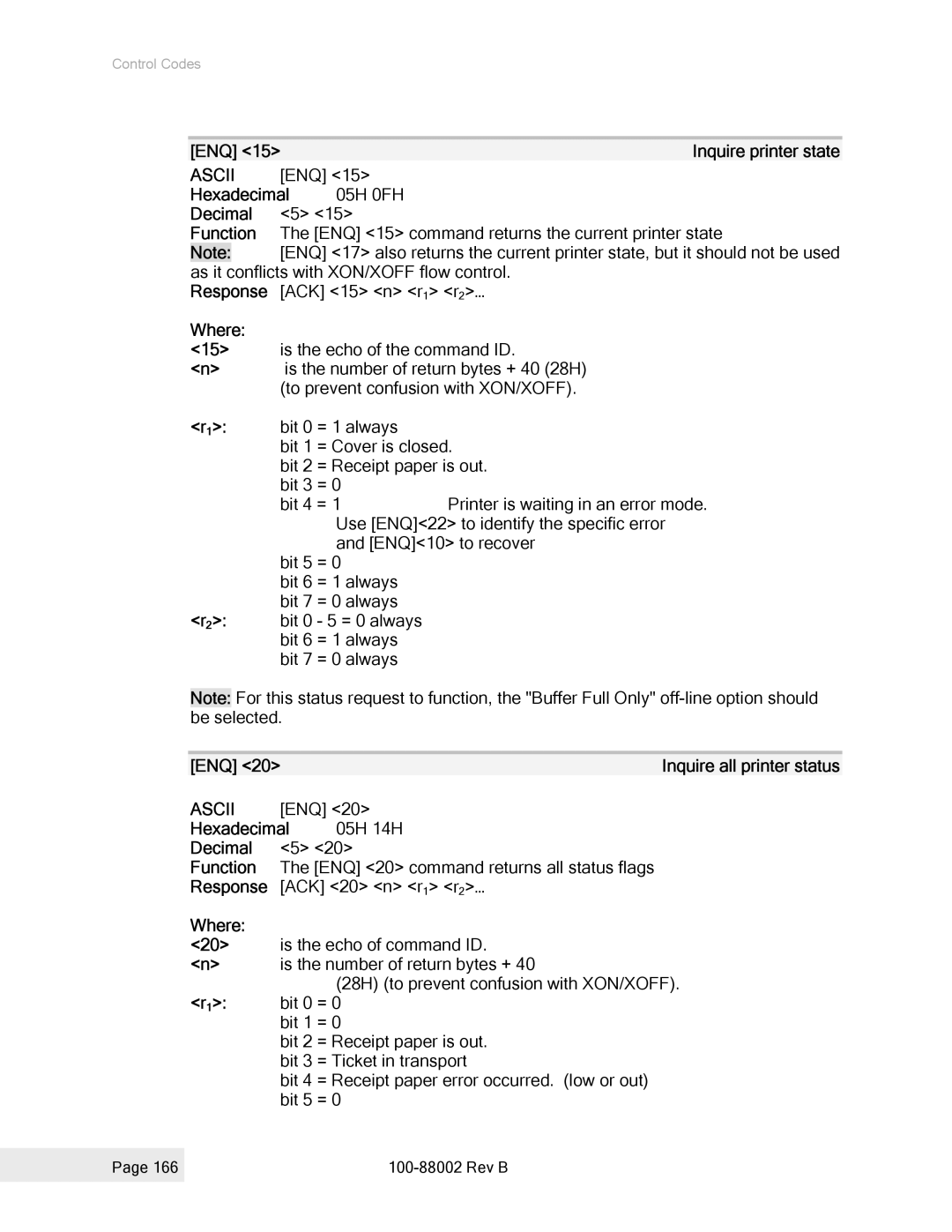 Epson 100-88002 manual 05H 0FH 