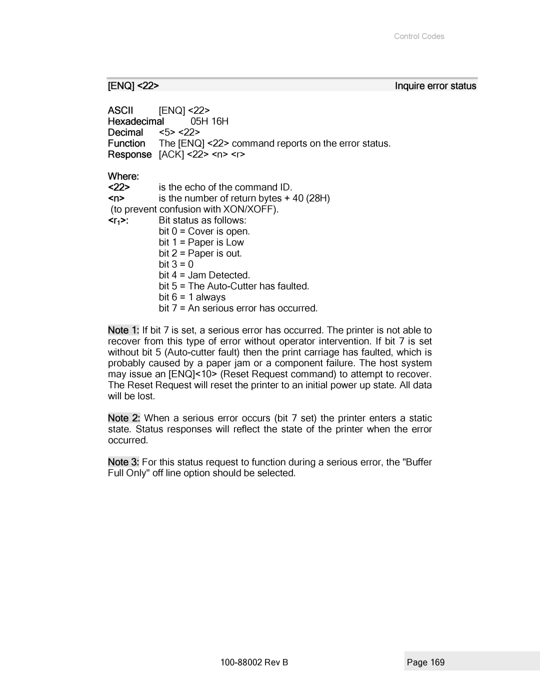 Epson 100-88002 manual ACK 22 n r 