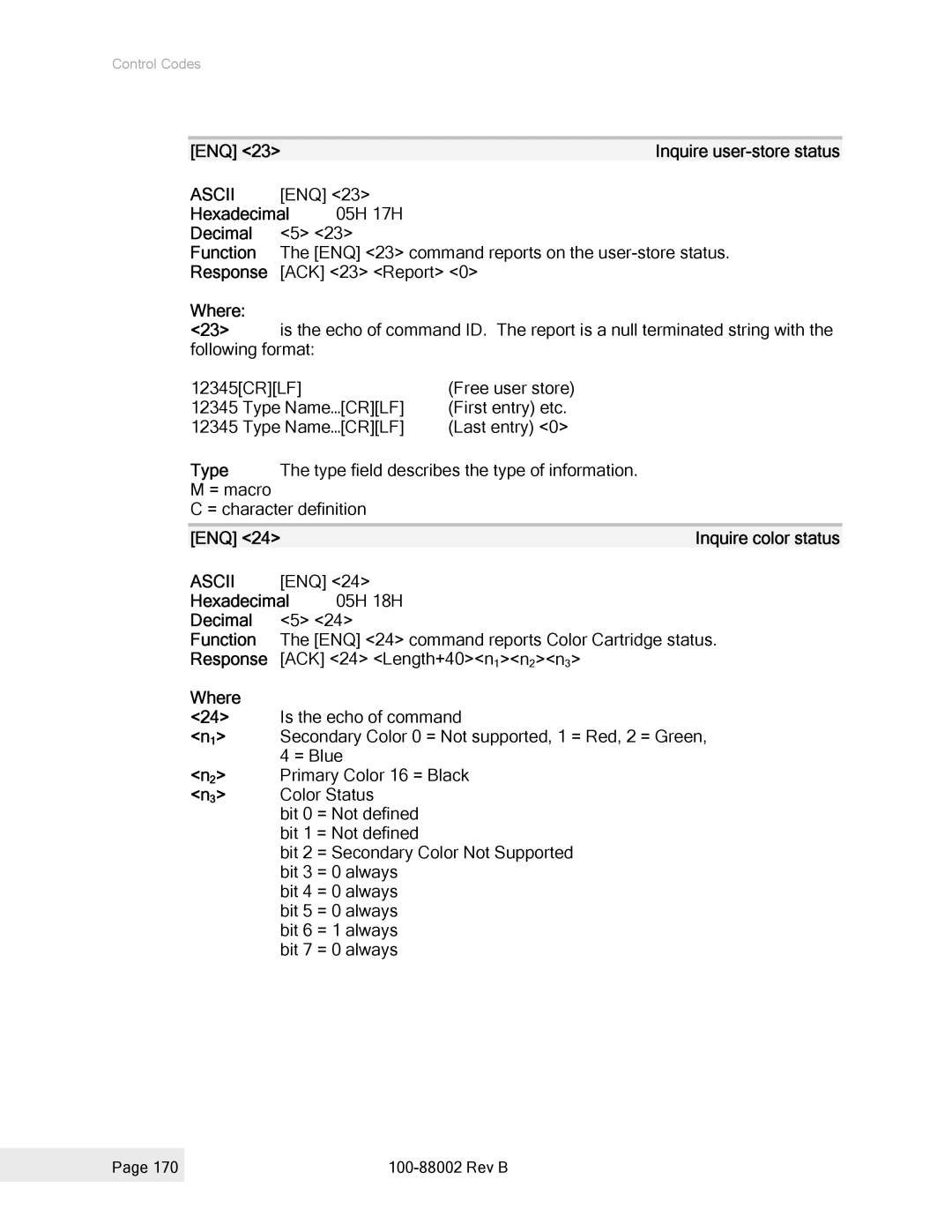 Epson 100-88002 manual 05H 17H 