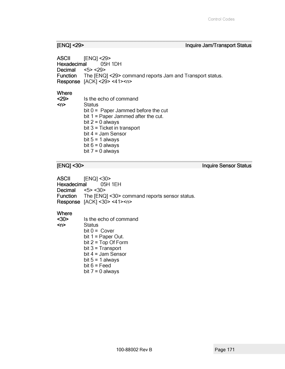 Epson 100-88002 manual 05H 1DH 