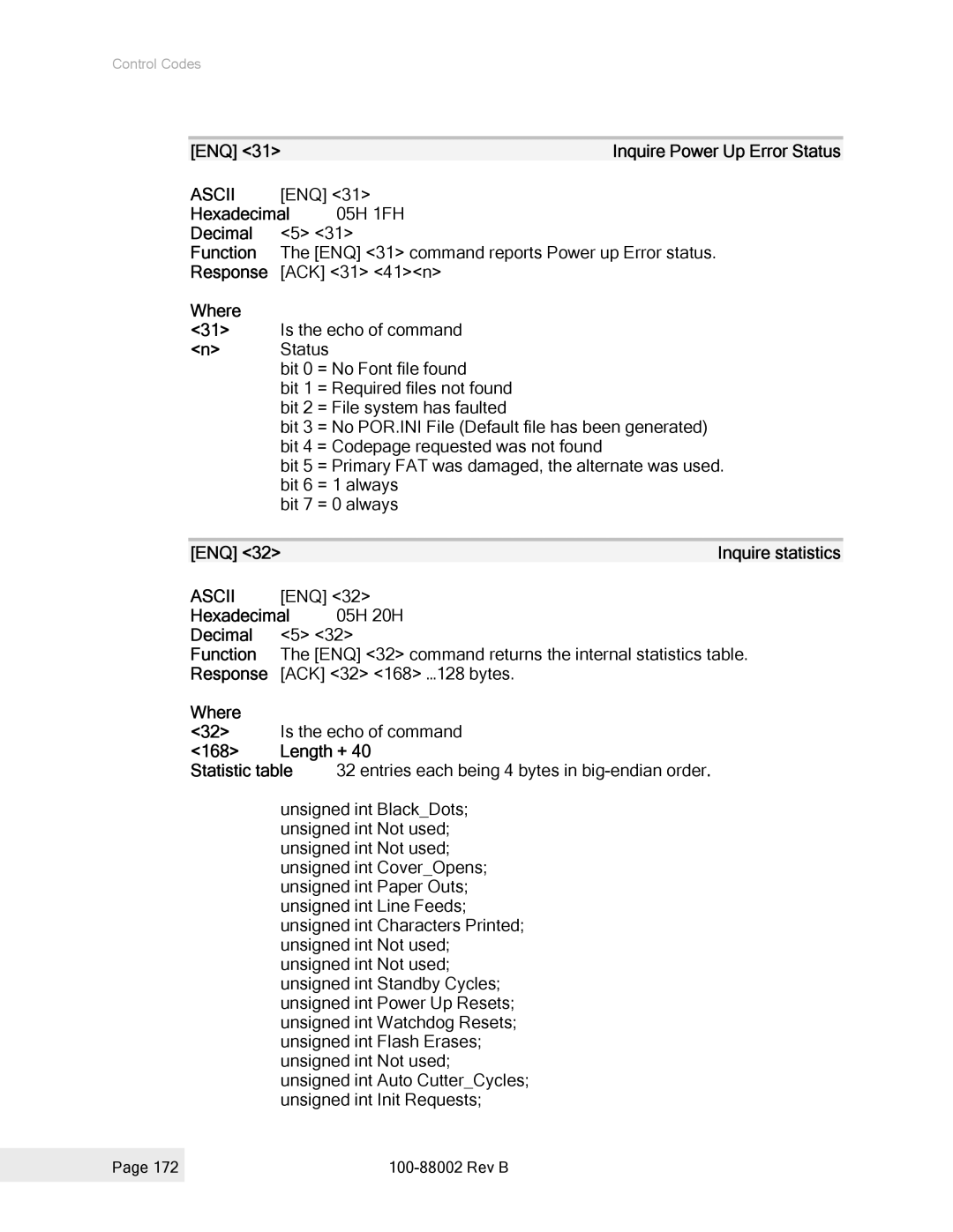 Epson 100-88002 manual ACK 32 168 …128 bytes 