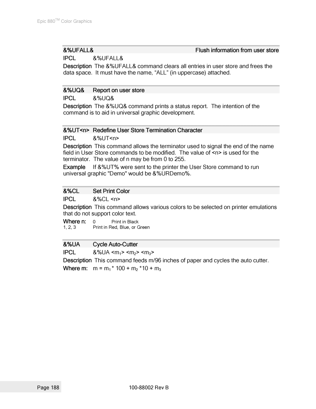 Epson 100-88002 manual Ipcl Ufall 