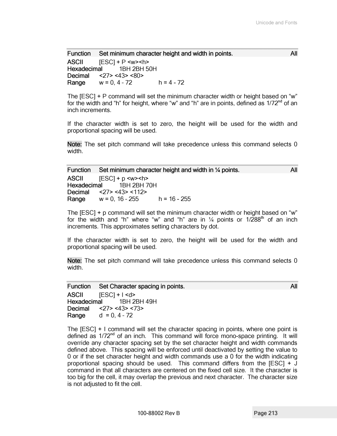 Epson 100-88002 manual Ascii 