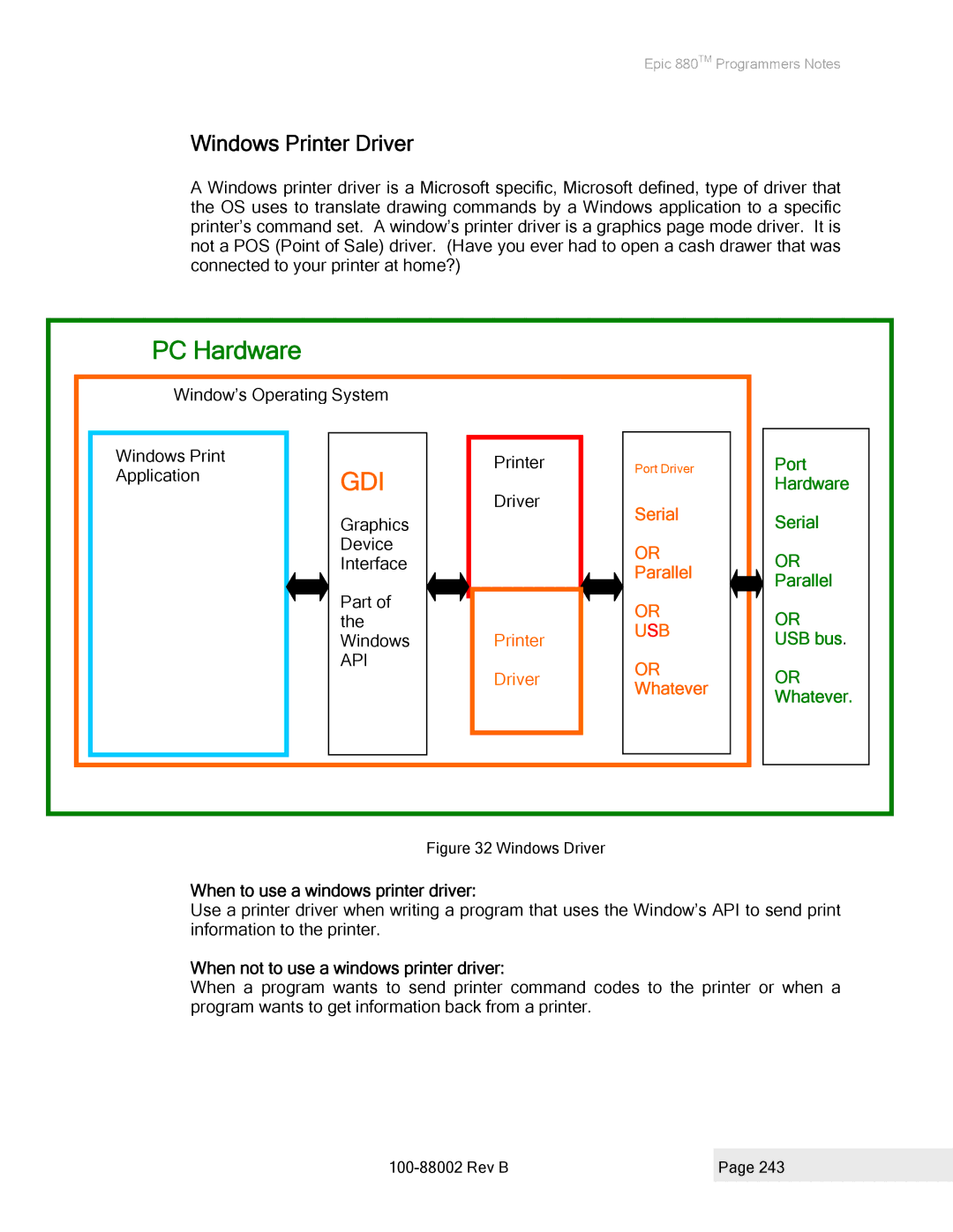 Epson 100-88002 Windows Printer Driver, When to use a windows printer driver, When not to use a windows printer driver 