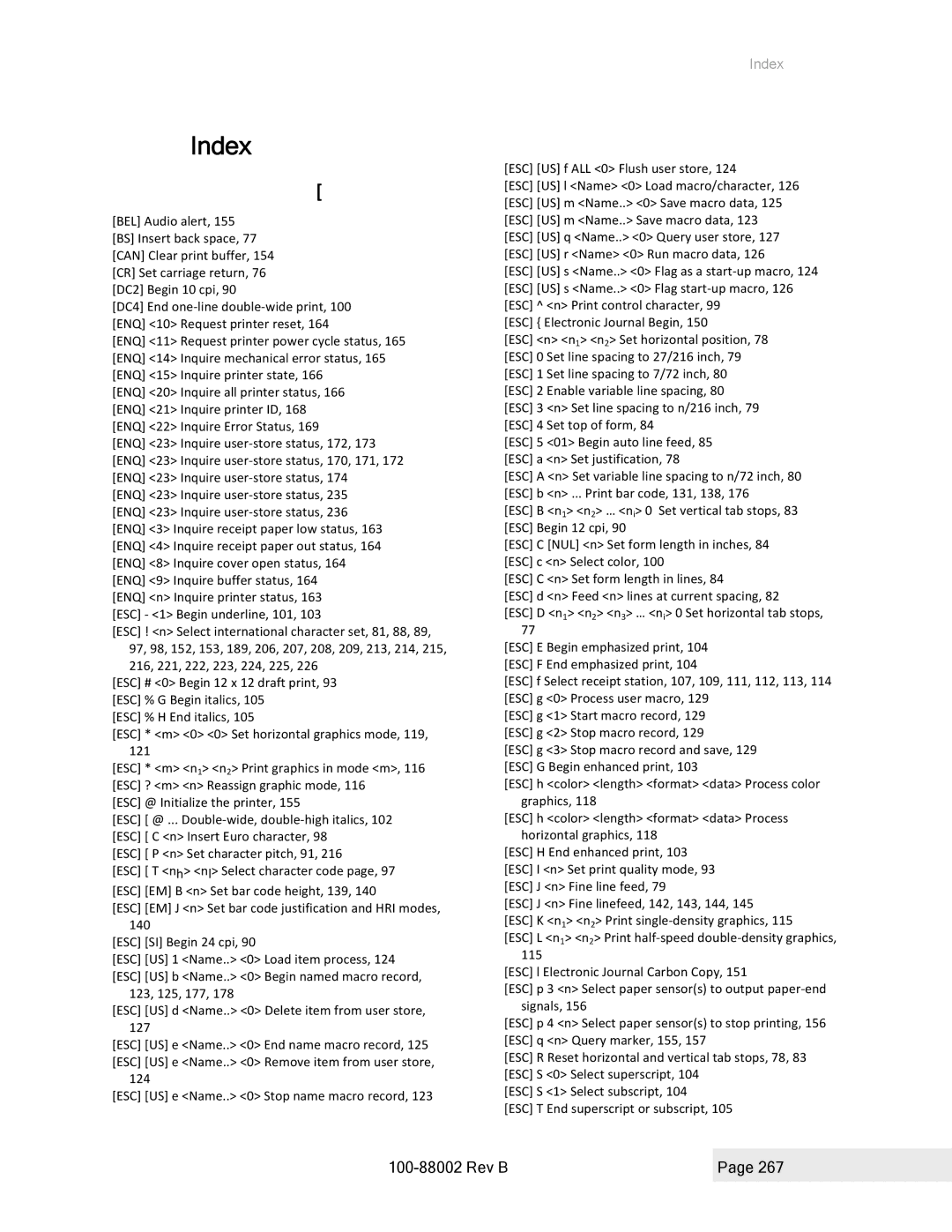 Epson 100-88002 manual Index 