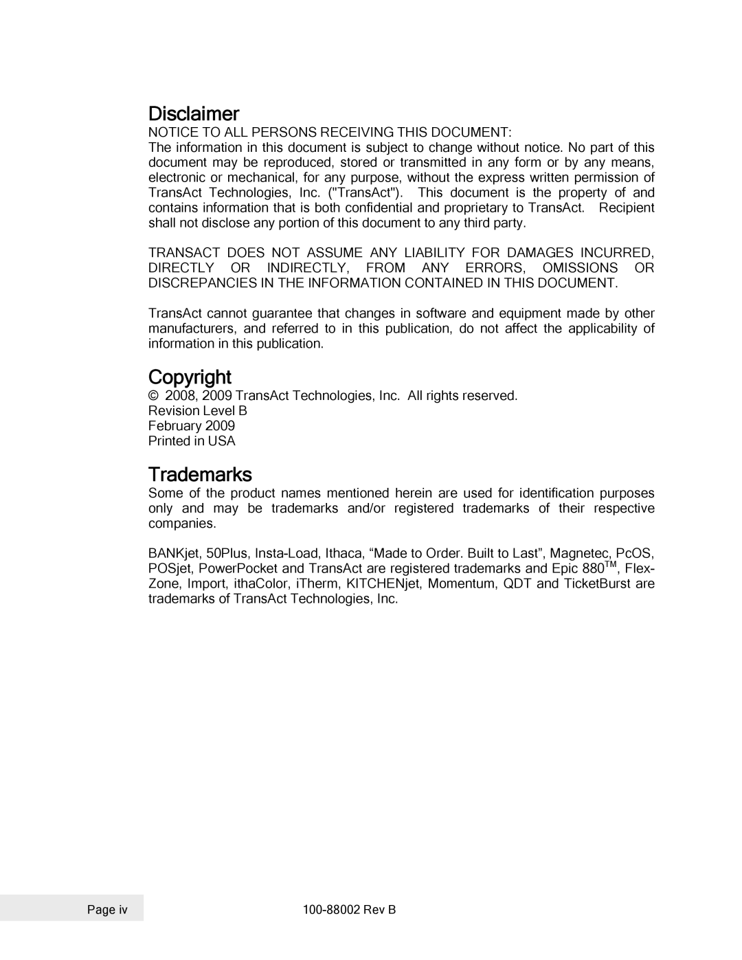 Epson 100-88002 manual Disclaimer, Copyright, Trademarks 