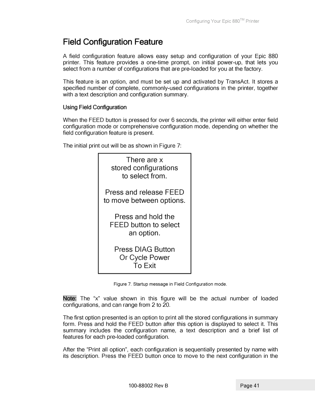 Epson 100-88002 manual Field Configuration Feature, Using Field Configuration 