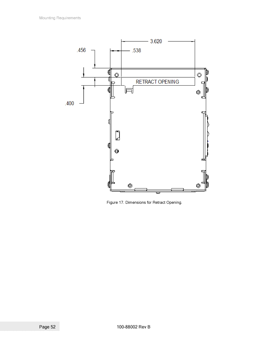 Epson 100-88002 manual Dimensions for Retract Opening 