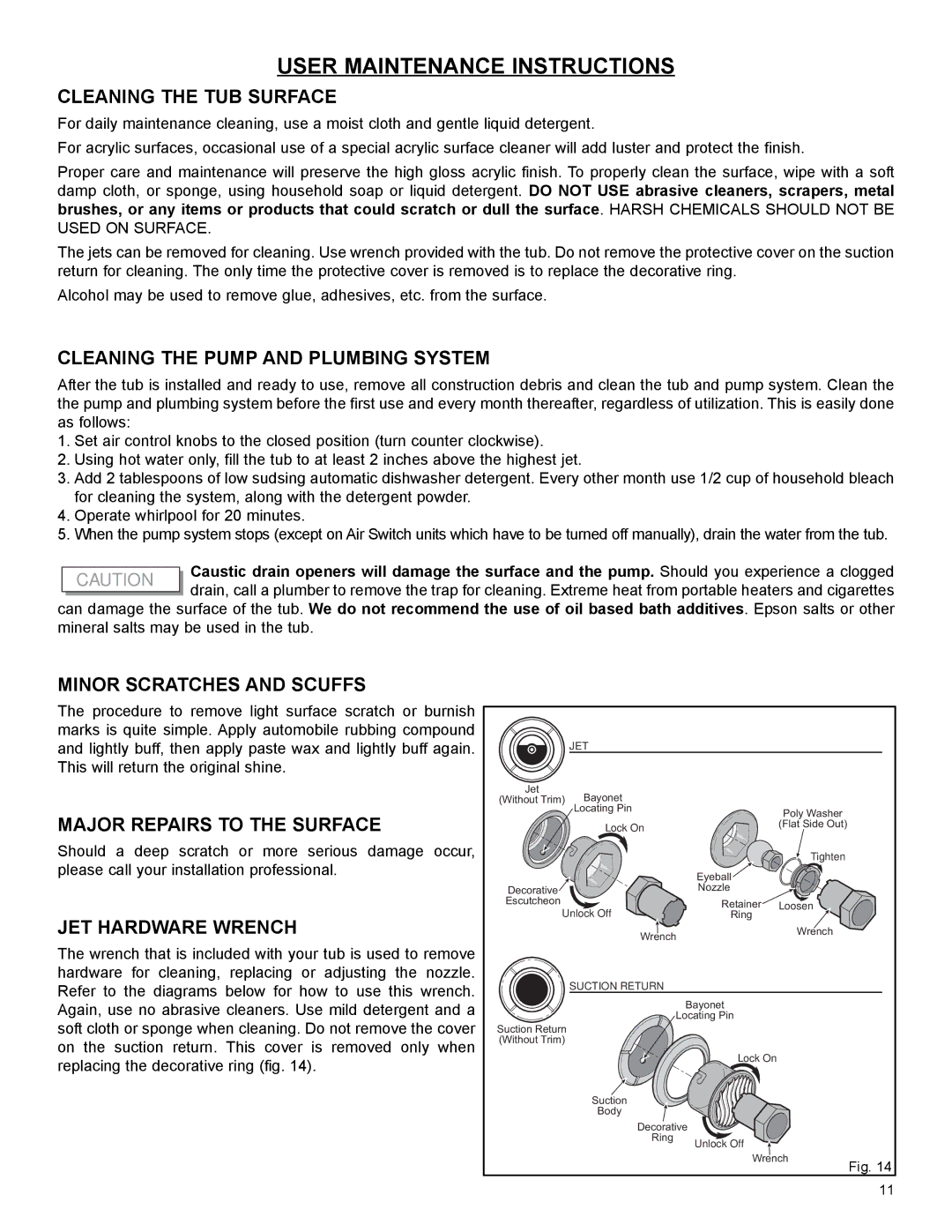 Epson 10050073 owner manual User Maintenance Instructions, Cleaning the TUB Surface 