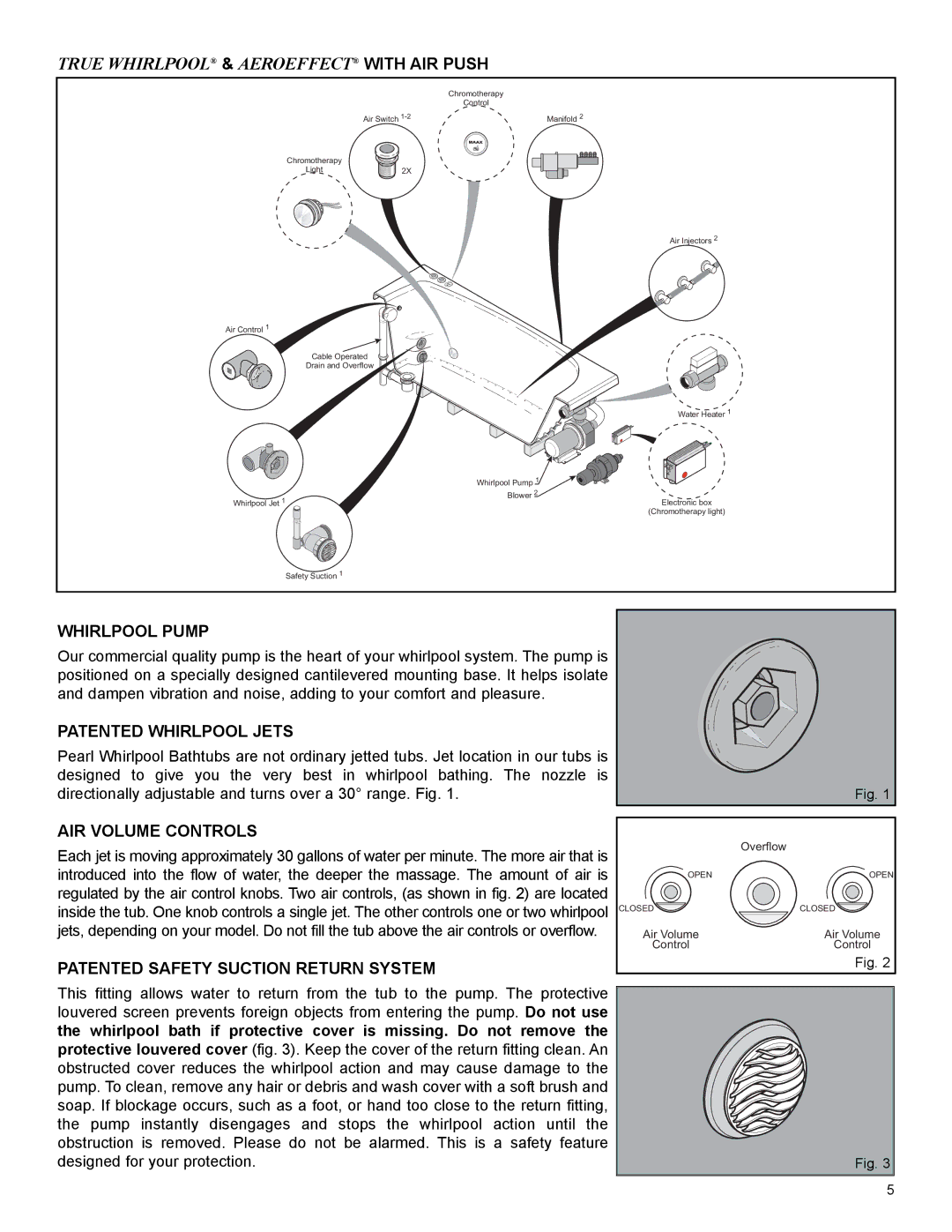 Epson 10050073 Whirlpool Pump, Patented Whirlpool Jets, AIR Volume Controls, Patented Safety Suction Return System 