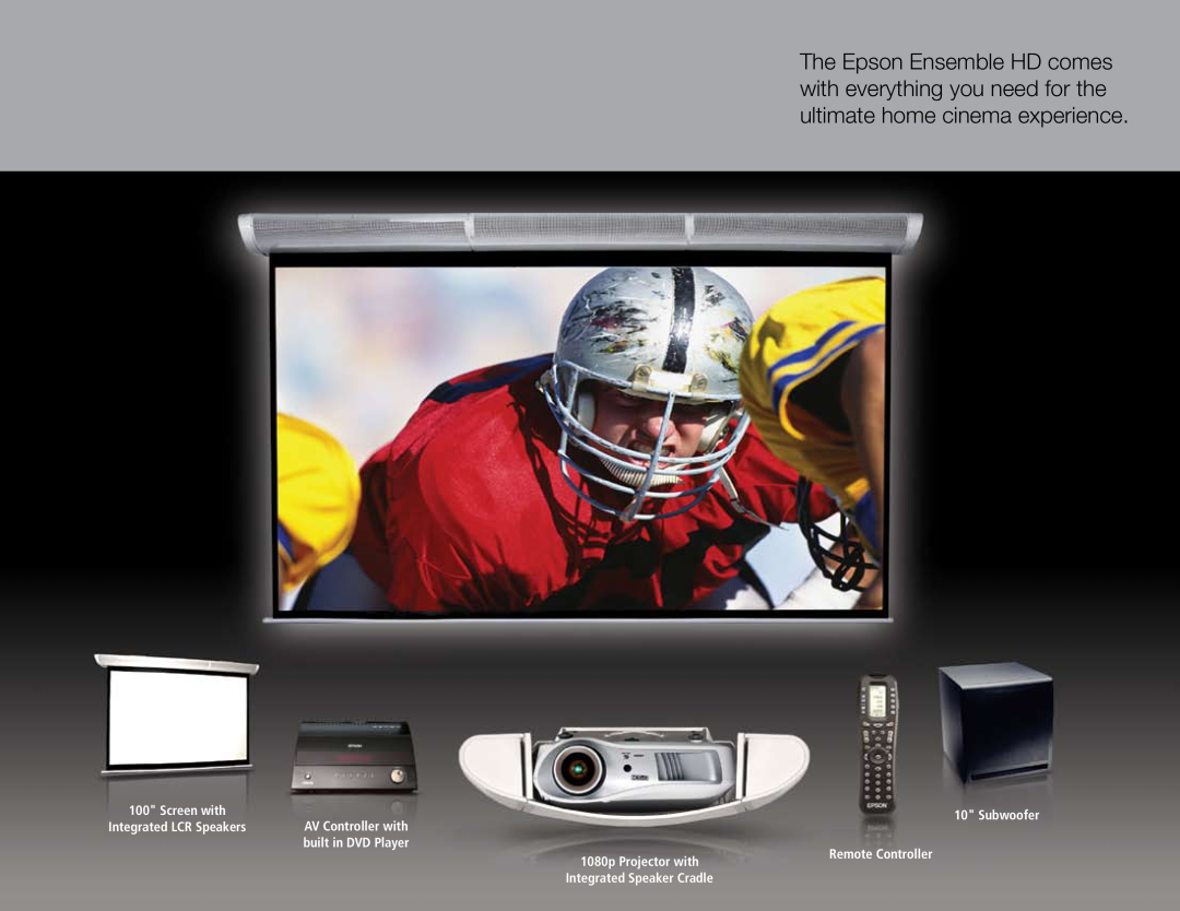Epson 1080p AV Controller with, built in DVD Player, Remote Controller, Screen with, Subwoofer, Integrated LCR Speakers 
