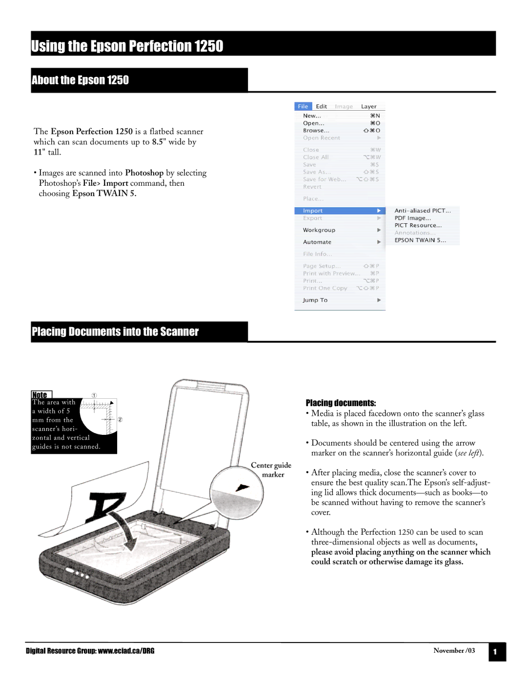 Epson 1250 manual About the Epson, Placing Documents into the Scanner 