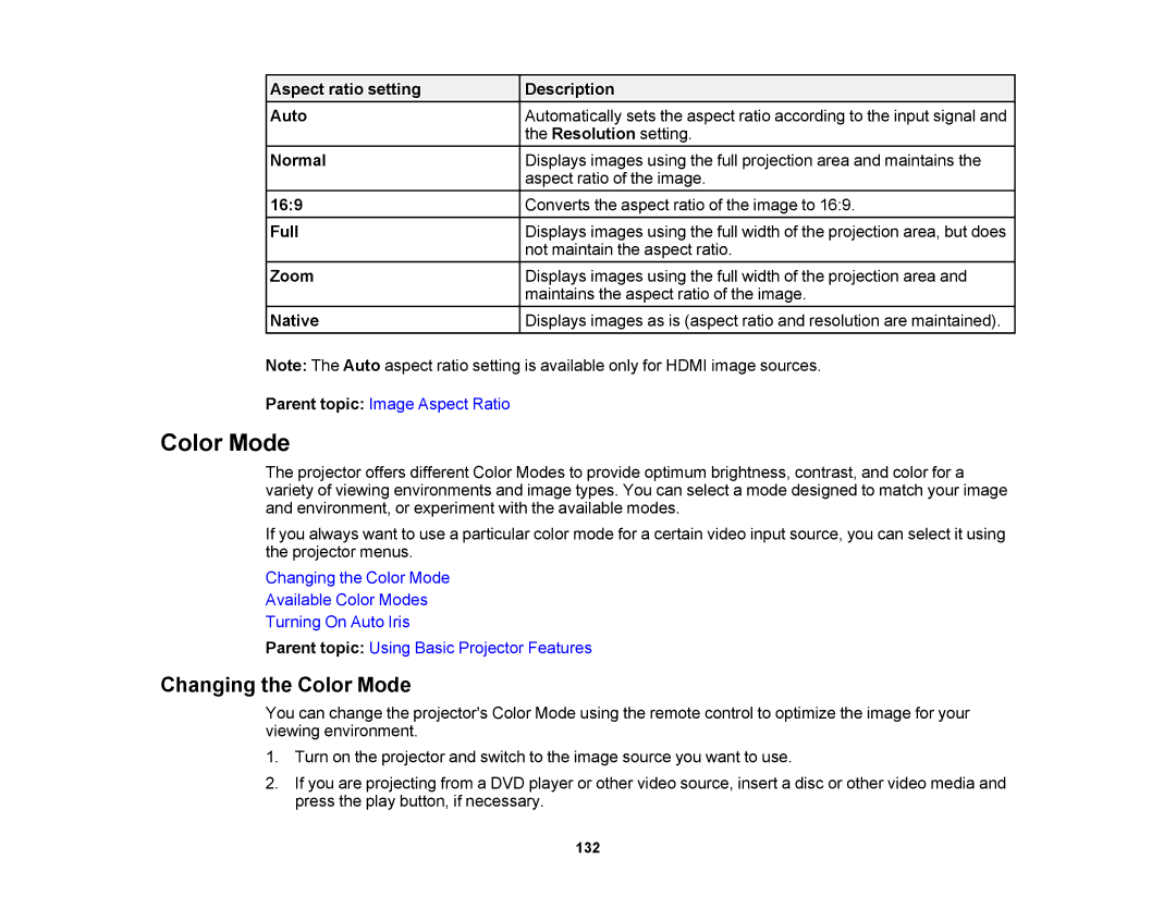 Epson 1430Wi, 1420Wi manual Changing the Color Mode 