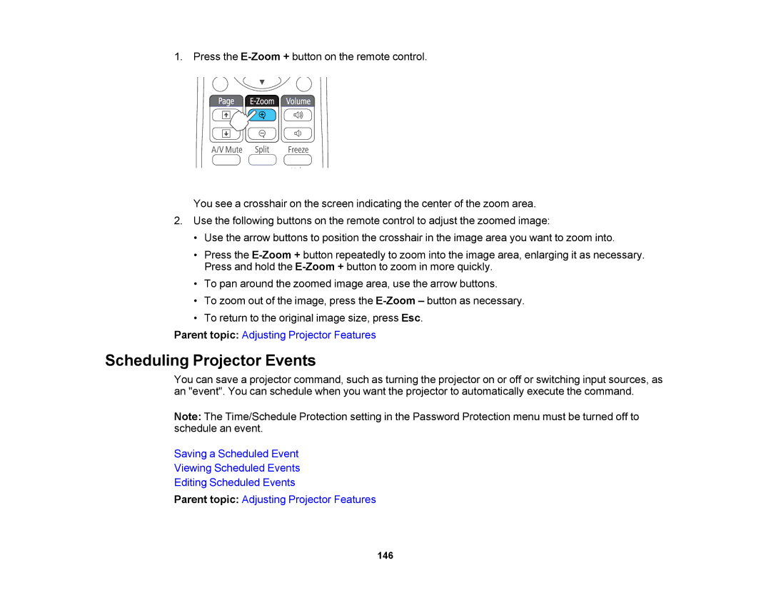 Epson 1430Wi, 1420Wi manual Scheduling Projector Events 