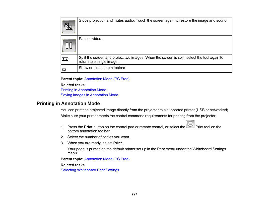 Epson 1420Wi, 1430Wi manual Printing in Annotation Mode, Related tasks 