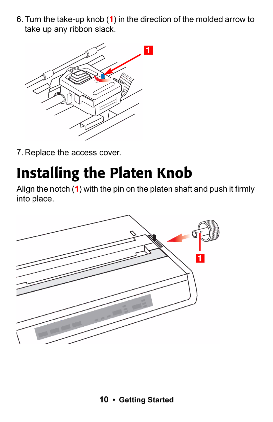 Epson 188 manual Installing the Platen Knob 