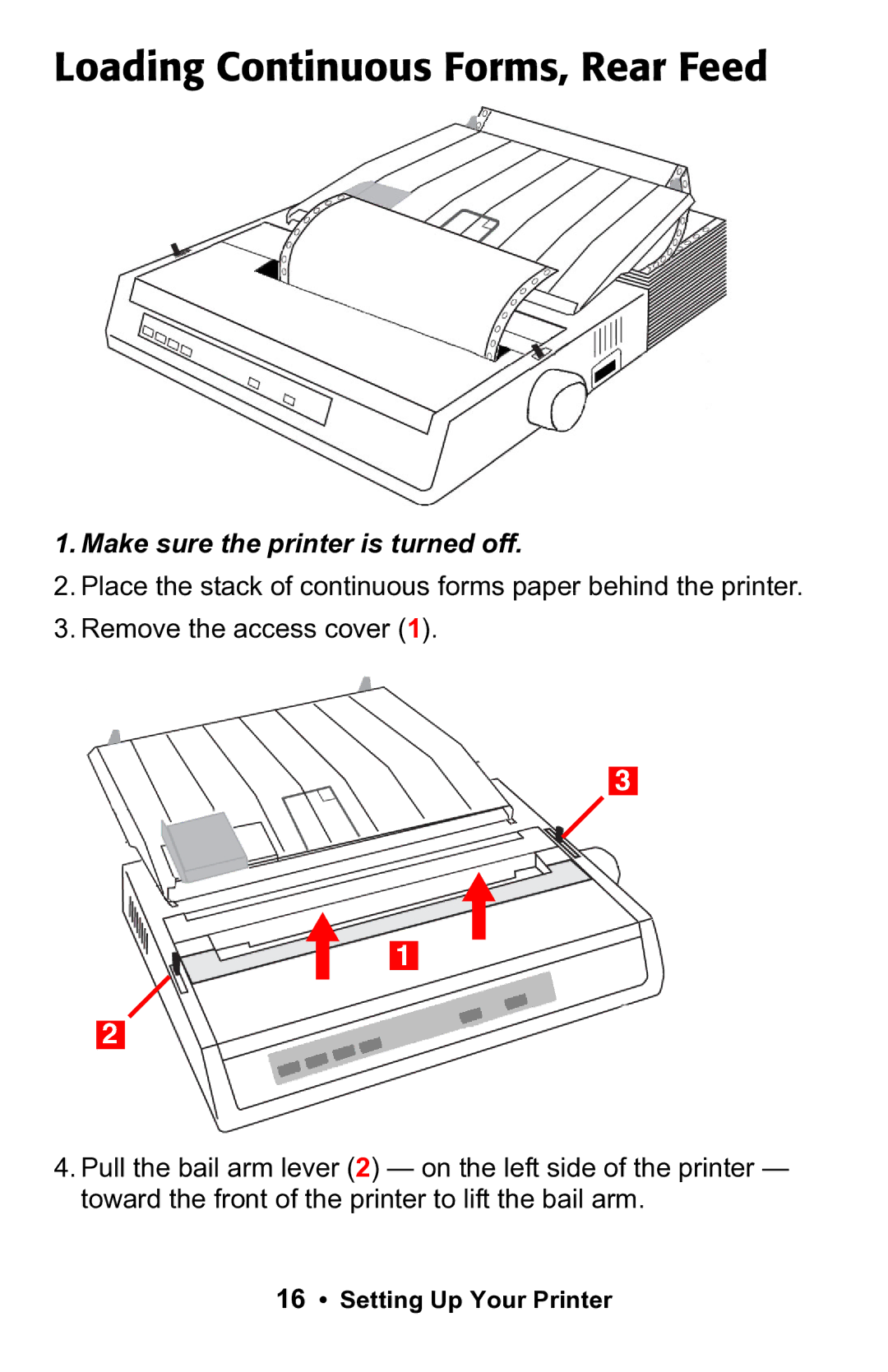 Epson 188 manual Loading Continuous Forms, Rear Feed 