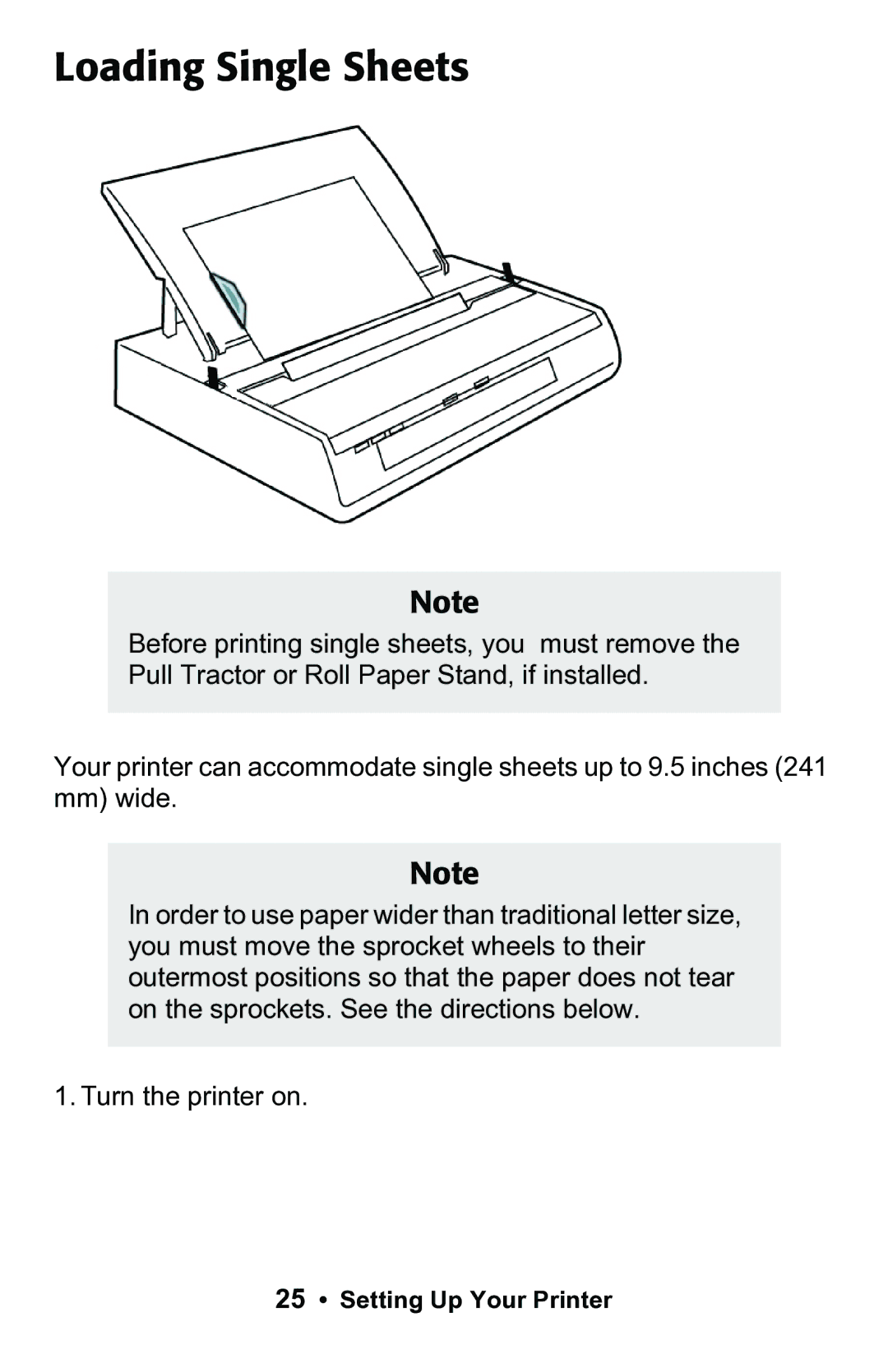 Epson 188 manual Loading Single Sheets 