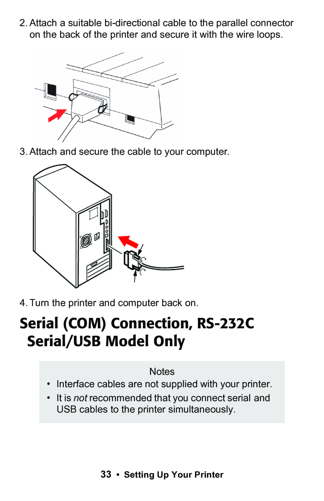 Epson 188 manual Serial COM Connection, RS-232C Serial/USB Model Only 